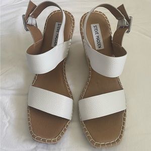 White Steve Madden Espadrille Wedge Sandal